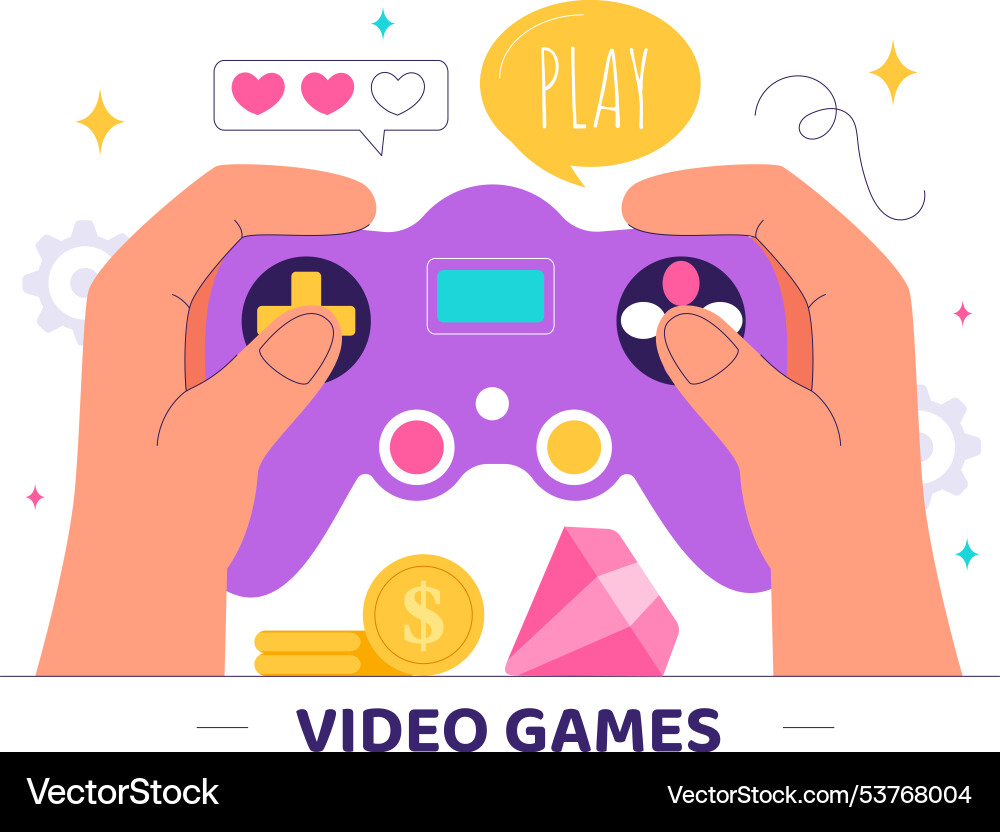 Video games with programmers playing gamepad Video games with programmers playing gamepad Vector Image