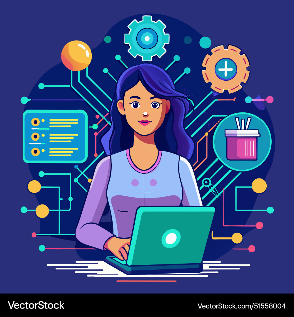 Working with ai artificial intelligence Working with ai artificial intelligence vector image