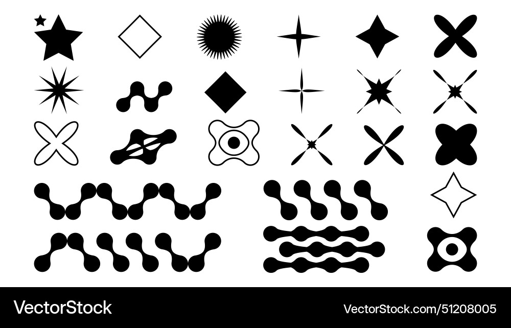 Abstract shapes in y2k style brutalist retro Abstract shapes in y2k style brutalist retro vector image