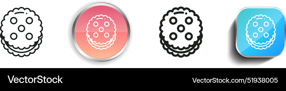 Biscuit icon thin linear regular and button style Biscuit icon thin linear regular and button style Vector Image