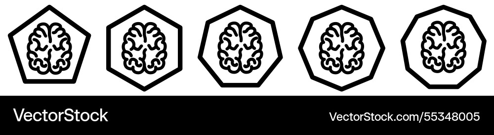 Brain icon in polygons with different number vector image