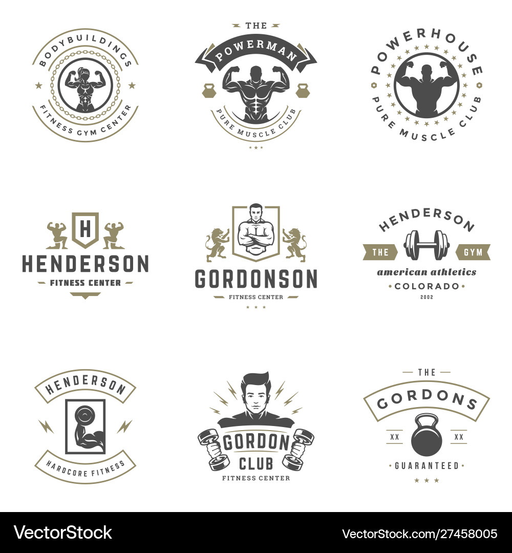 Fitness Gym & Sport Logos Vector Image
