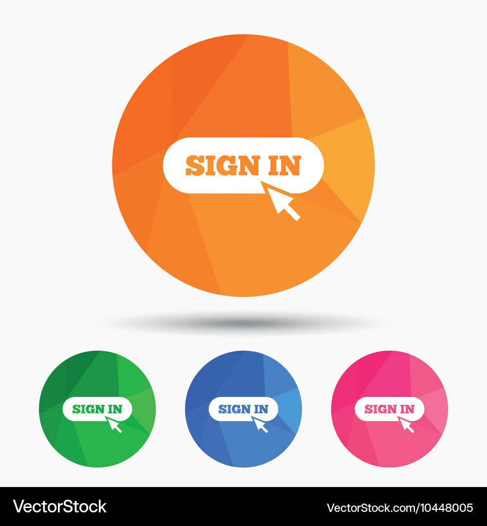 Melden Sie sich mit Cursor Pointer Symbol Login Symbol Vektorbild