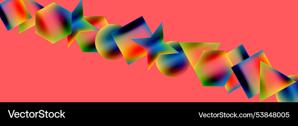 Neon color geometric shapes square triangle circle Vector Image