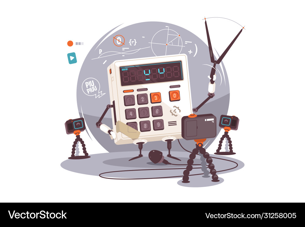 Math Tutor Vector Robot Math Tutor - Educational Tech Royalty Free Vector