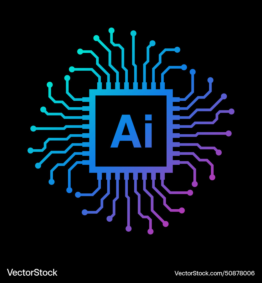 Artificial intelligence circuit line style Artificial intelligence circuit line style vector image