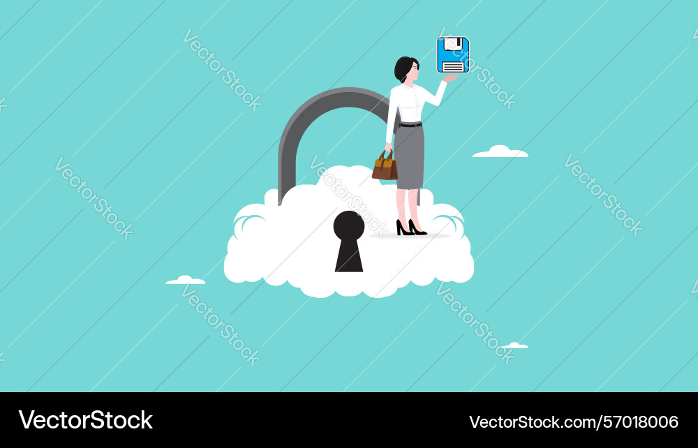 Cloud computing security to protect data vector image