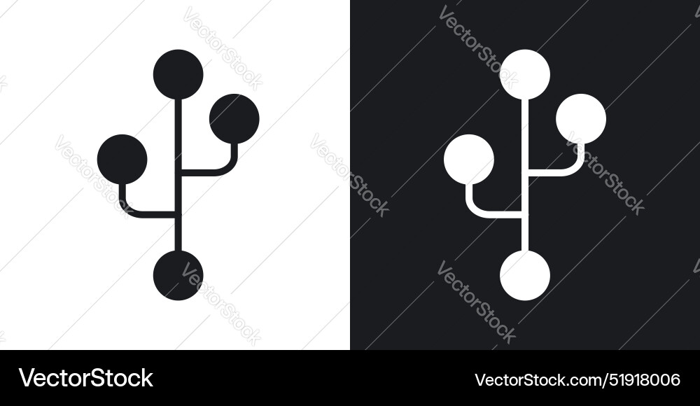 Code branch icon set in solid black and white Vector Image