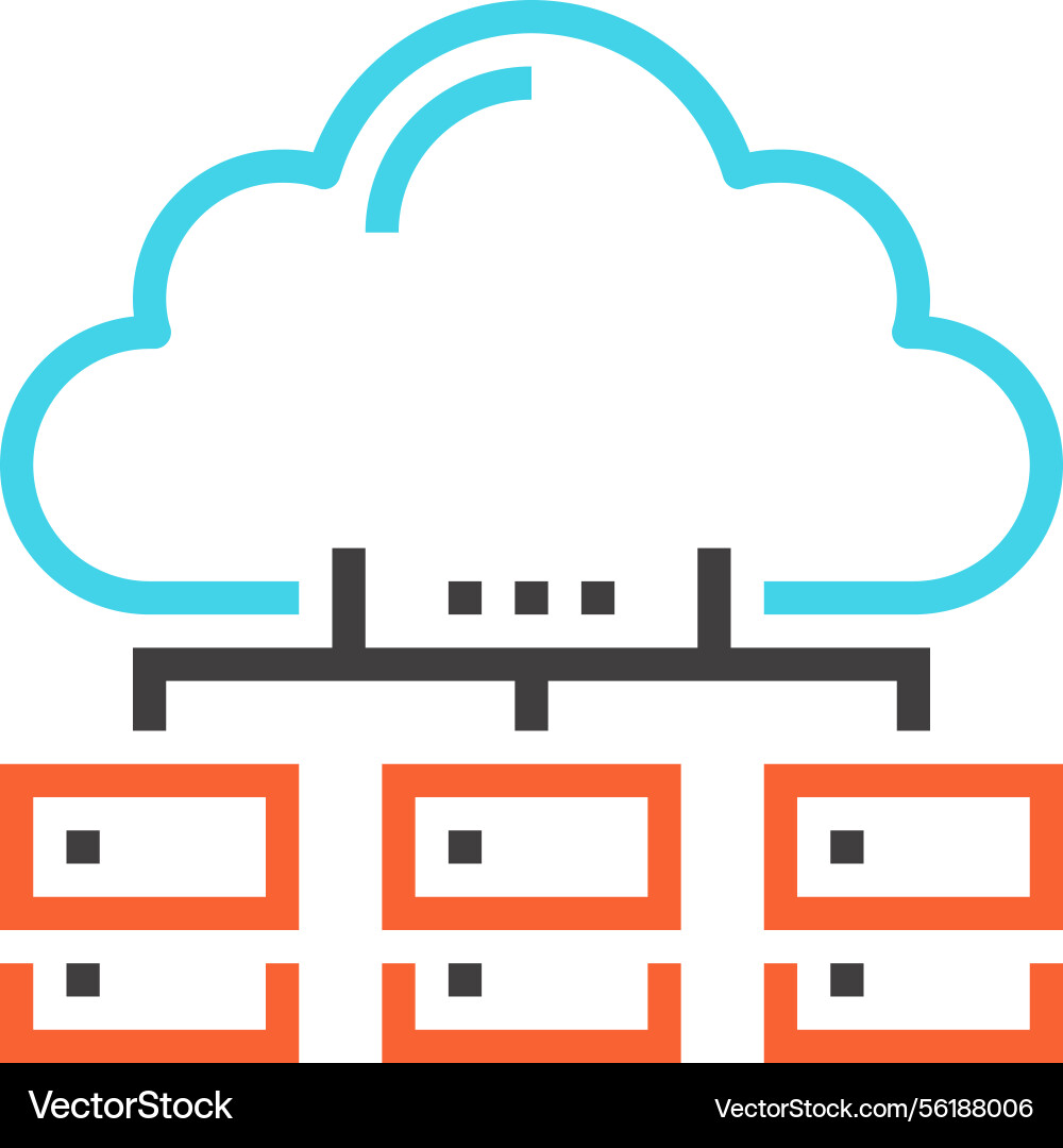 Distributed database flat line web icon concept Distributed database flat line web icon concept Vector Image