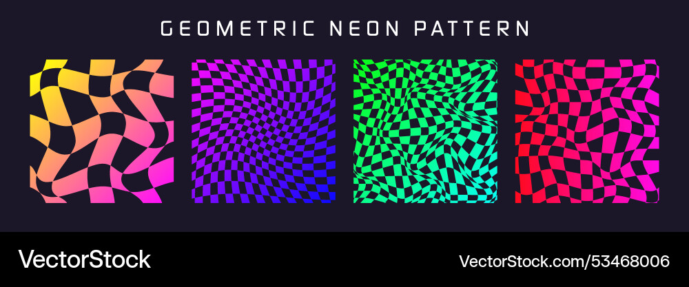 Groovy checkered pattern colorful distorted tiled Vector Image