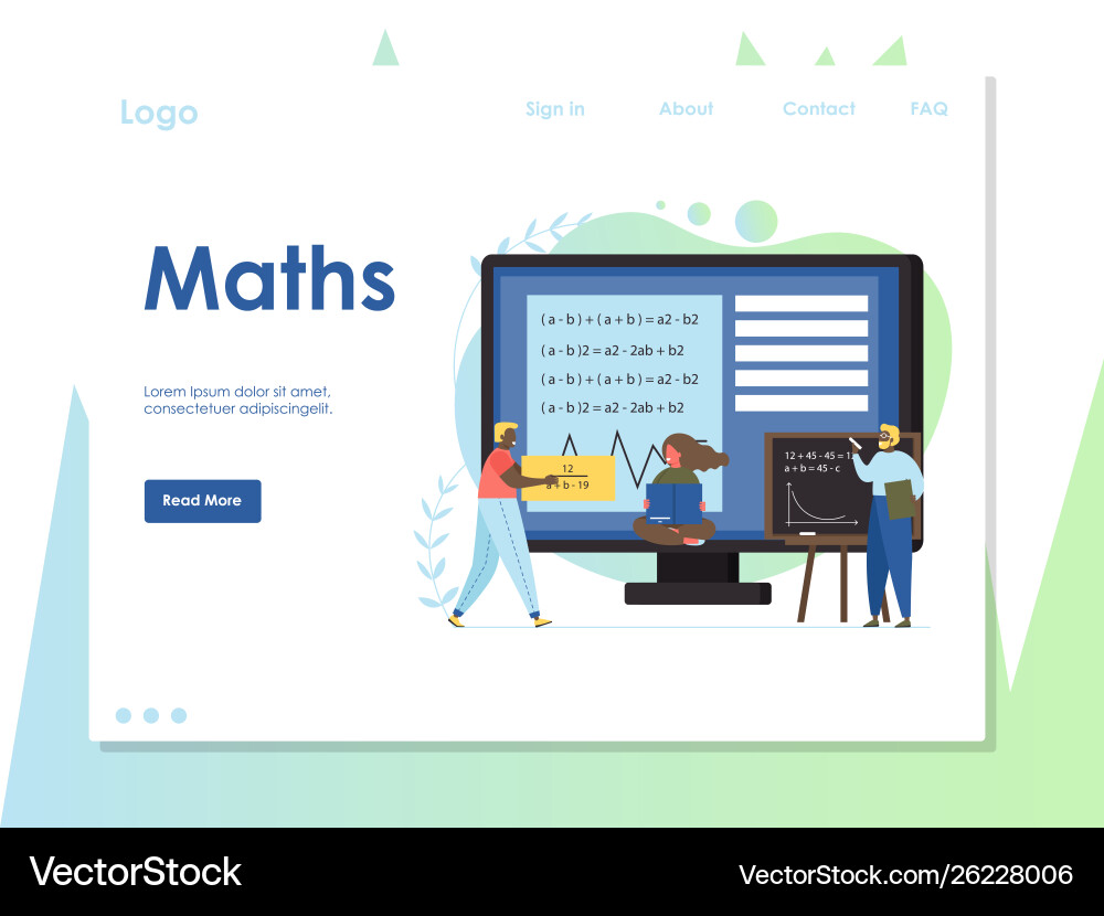 Maths website landing page design template vector image
