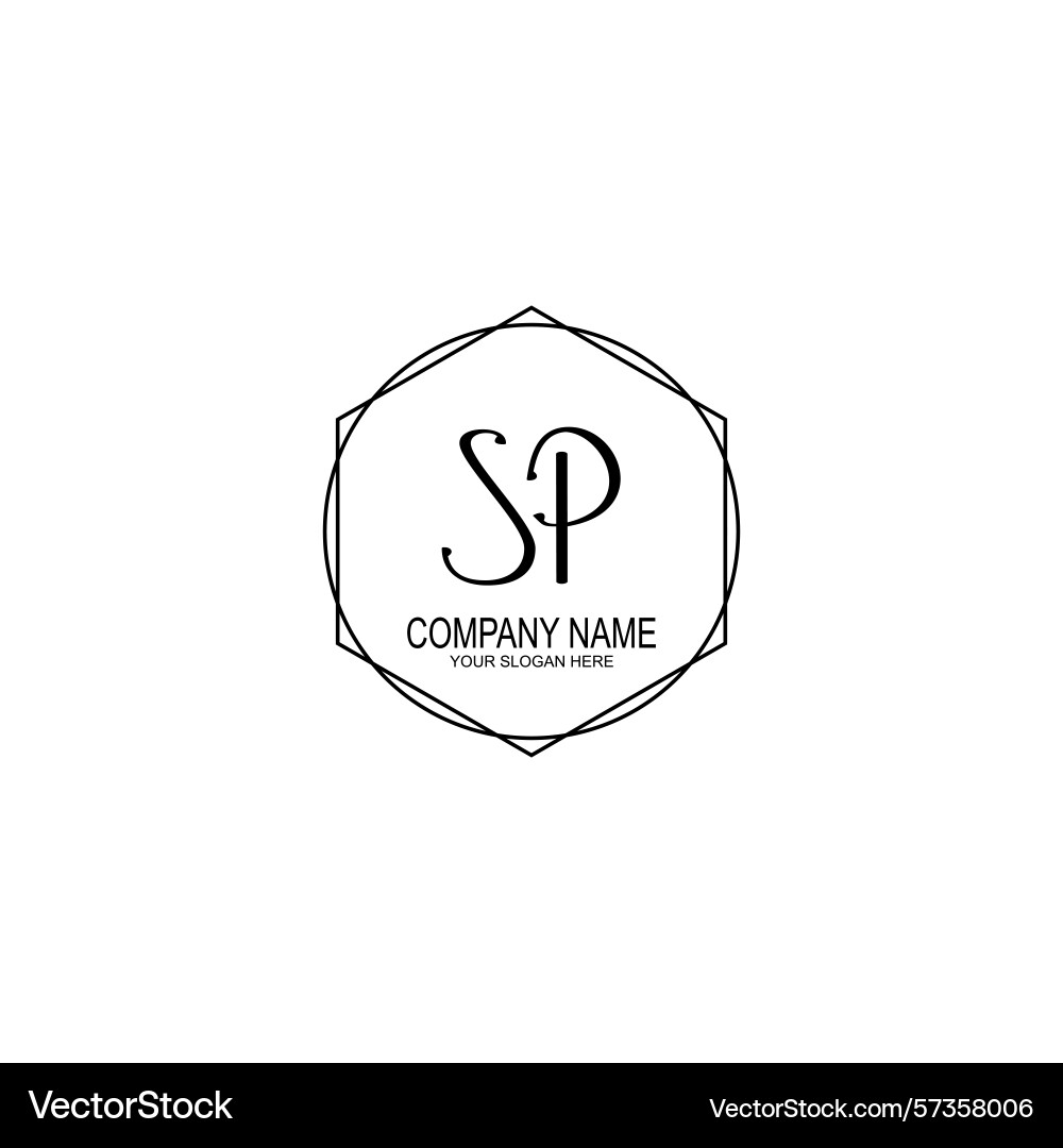 Minimalist handwritten sp initial logos with soft Vector Image