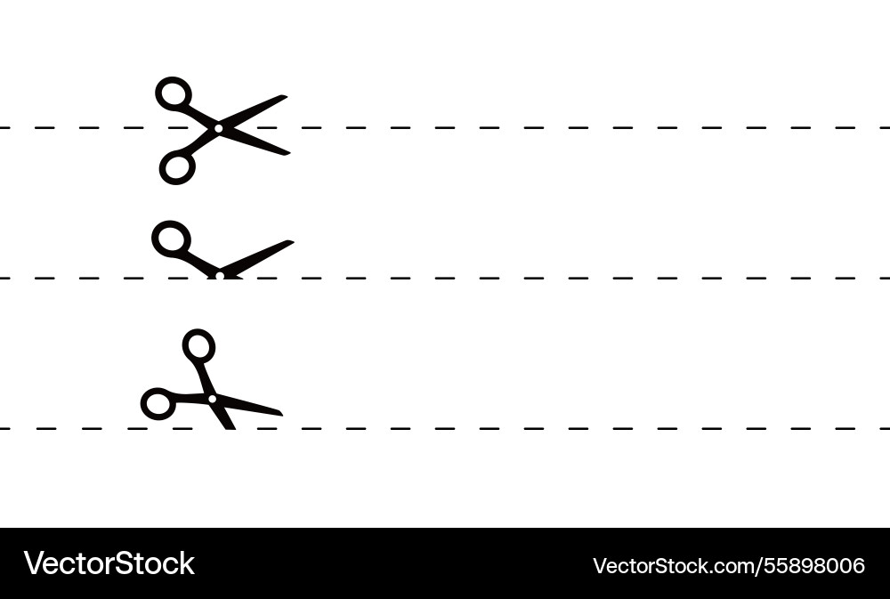 Perforated path with scissors icon and dash line Perforated path with scissors icon and dash line vector image