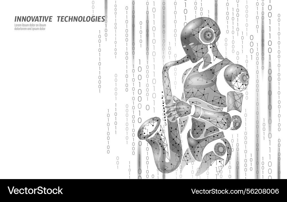 Robot Saxophone Binary Code Vector Image