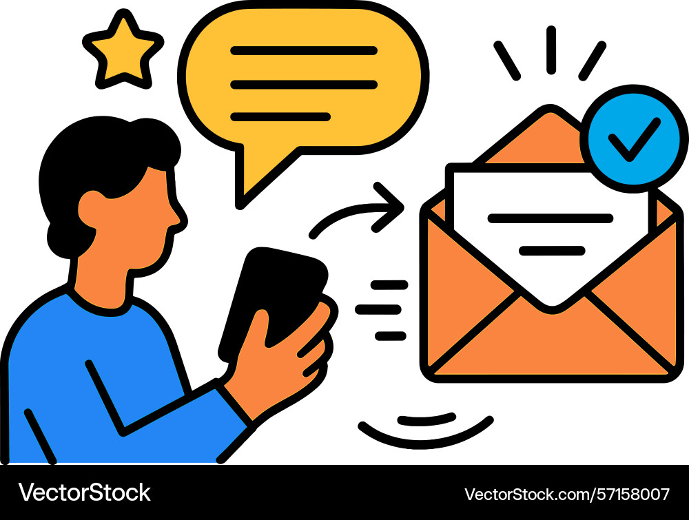 A user receiving messages A user receiving messages vector image