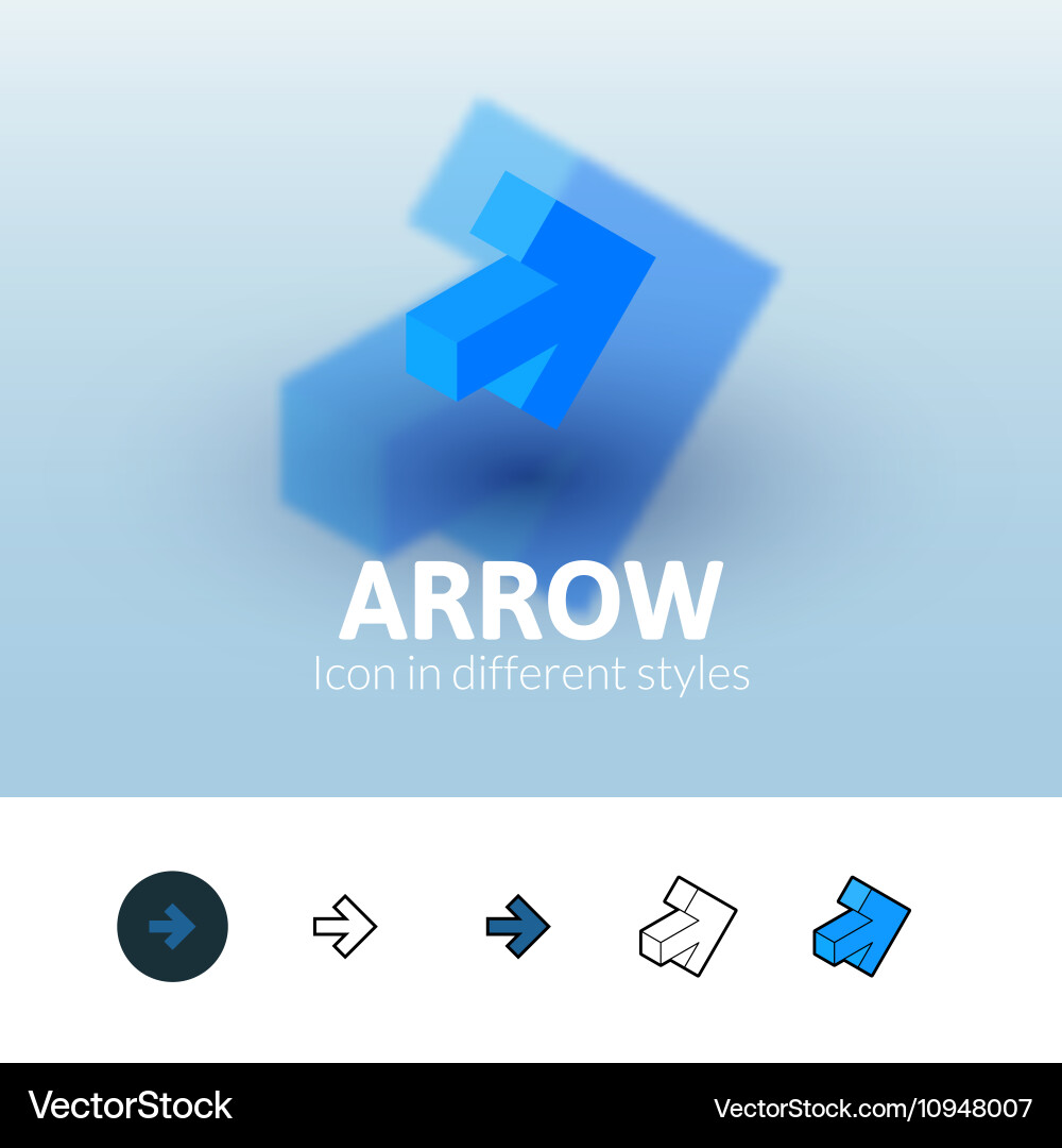 Arrow icon in different style vector image