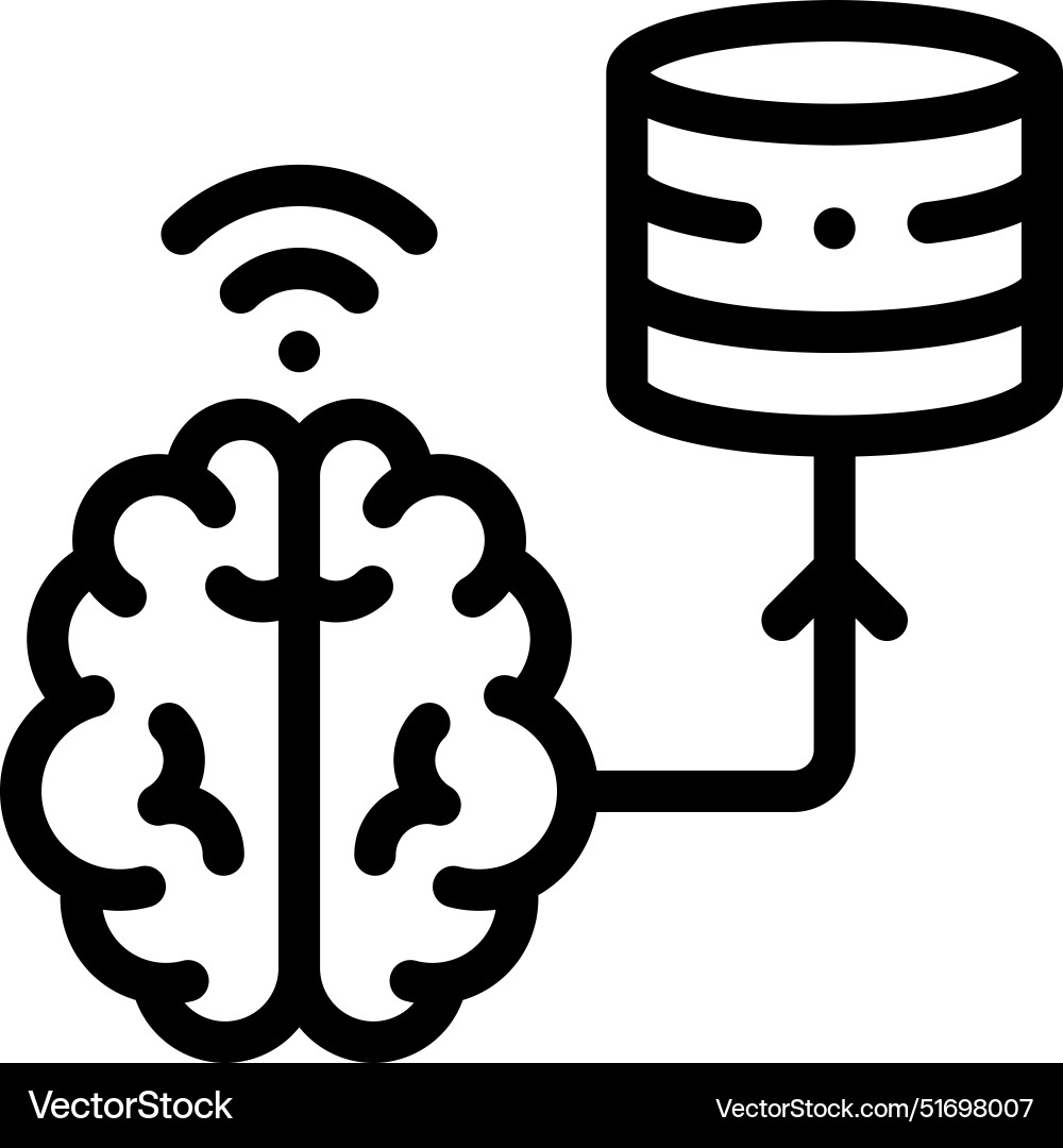 Brain server icon thin linear style design Brain server icon thin linear style design vector image