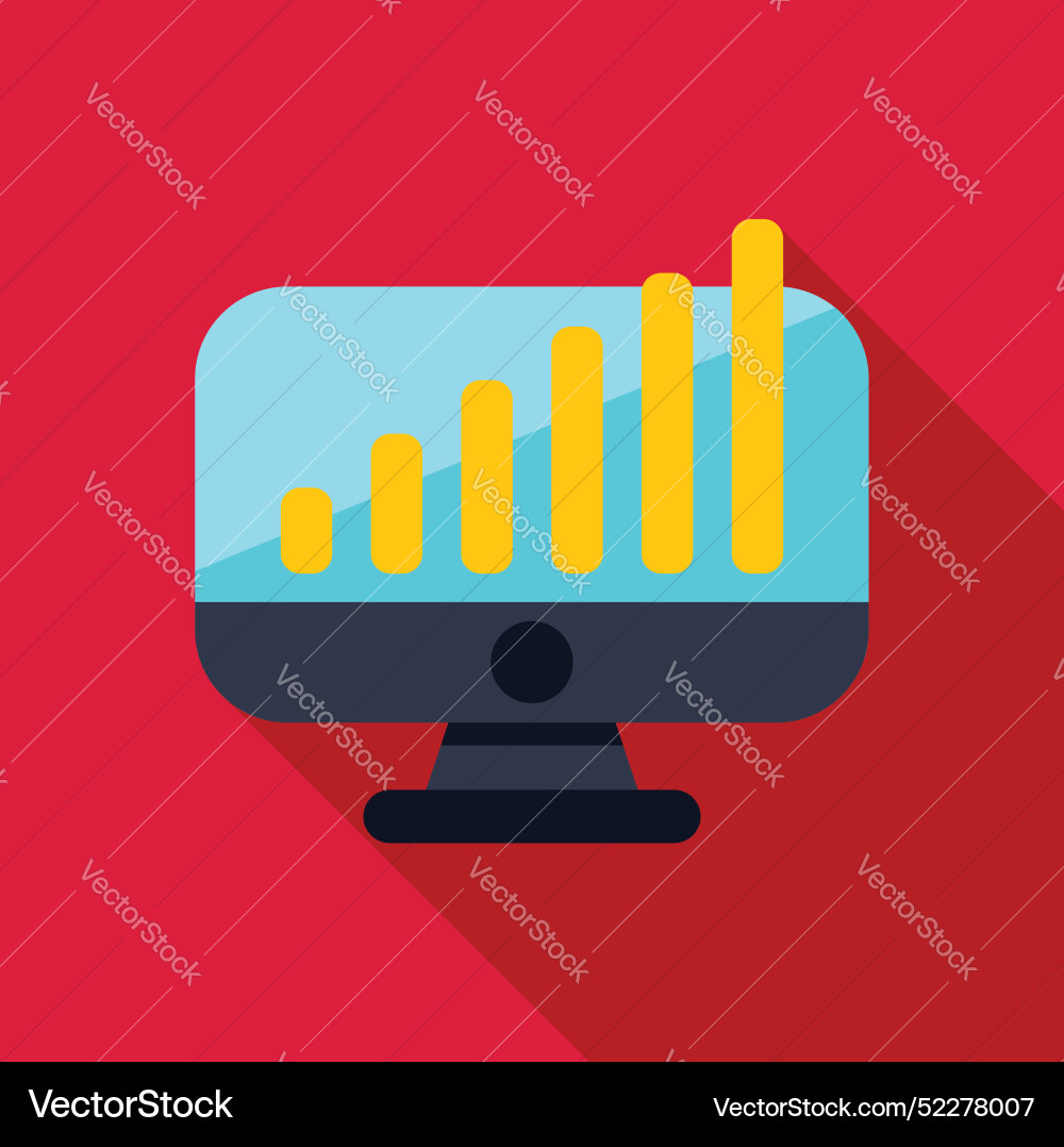 Computer monitor showing growing bar graph Computer monitor showing growing bar graph vector image