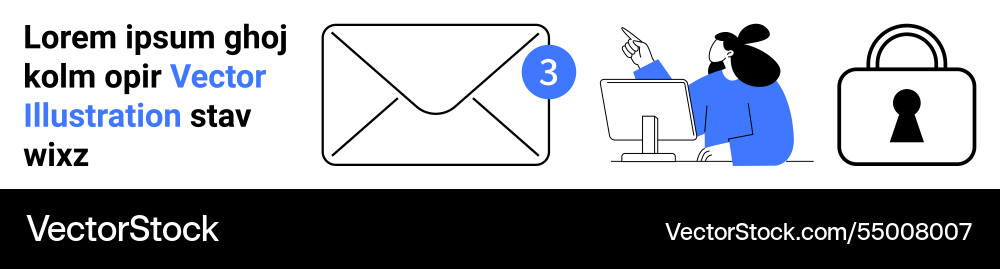 Email notification with person checking mail Email notification with person checking mail vector image