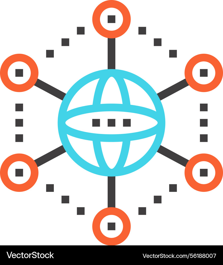 Global network flat line web icon concept Global network flat line web icon concept vector image