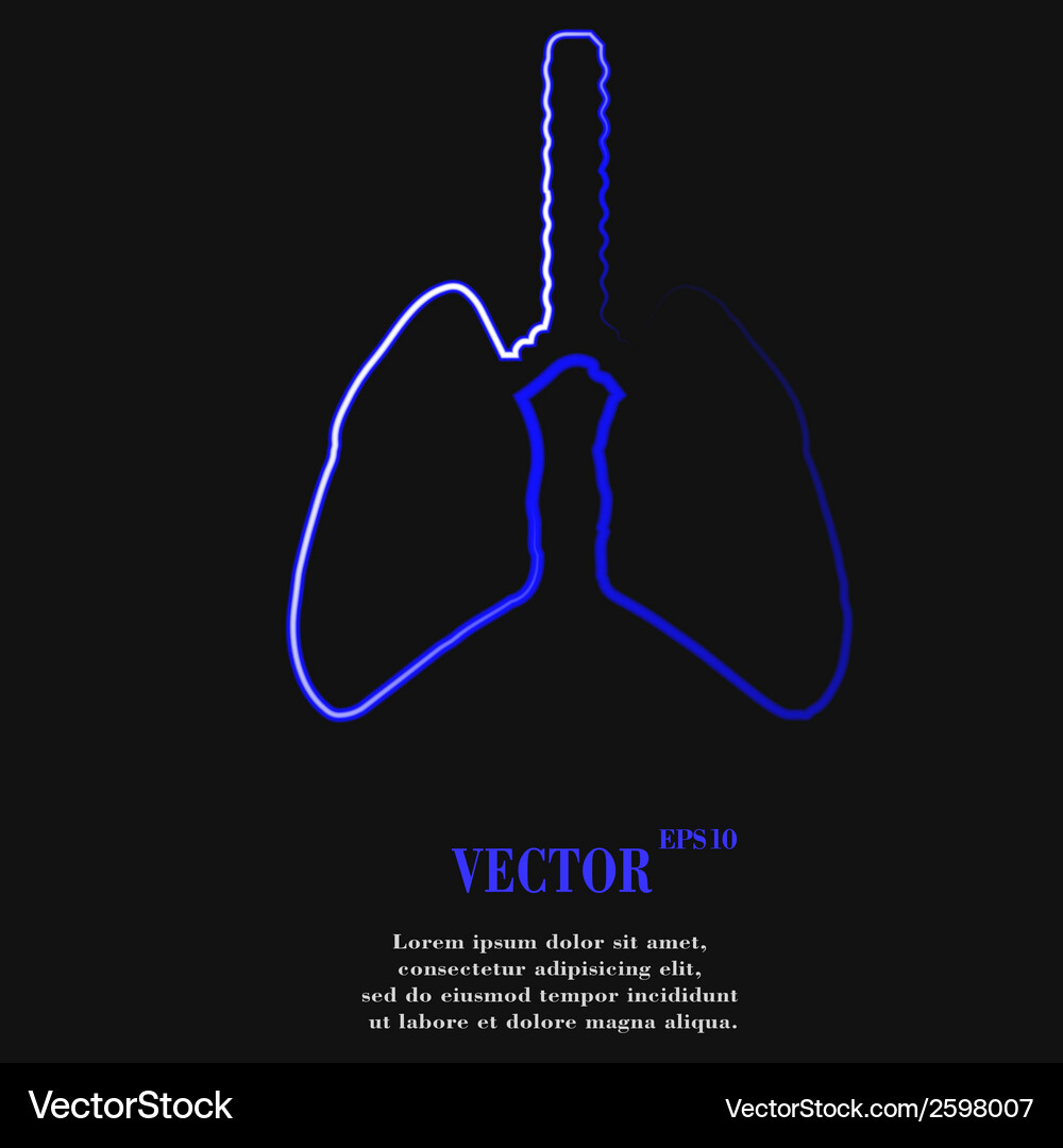 Human lung flat modern web button and space Vector Image