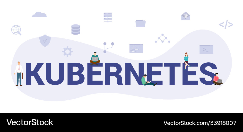 Kubernetes concept with modern big text or word Kubernetes concept with modern big text or word vector image