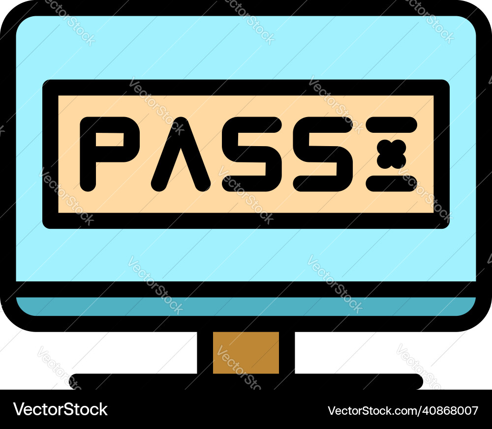 Monitor password icon color outline Monitor password icon color outline vector image