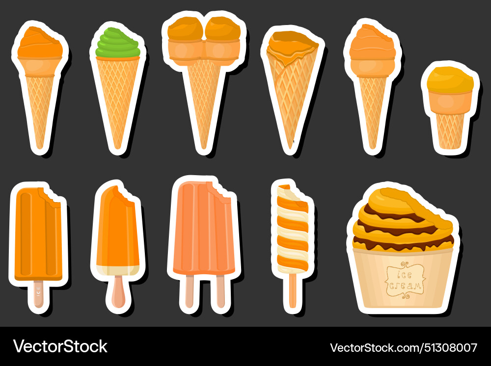 On theme big kit ice cream popsicle different On theme big kit ice cream popsicle different vector image