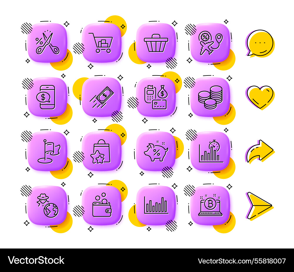 Report timer bar diagram and internet shopping Vector Image