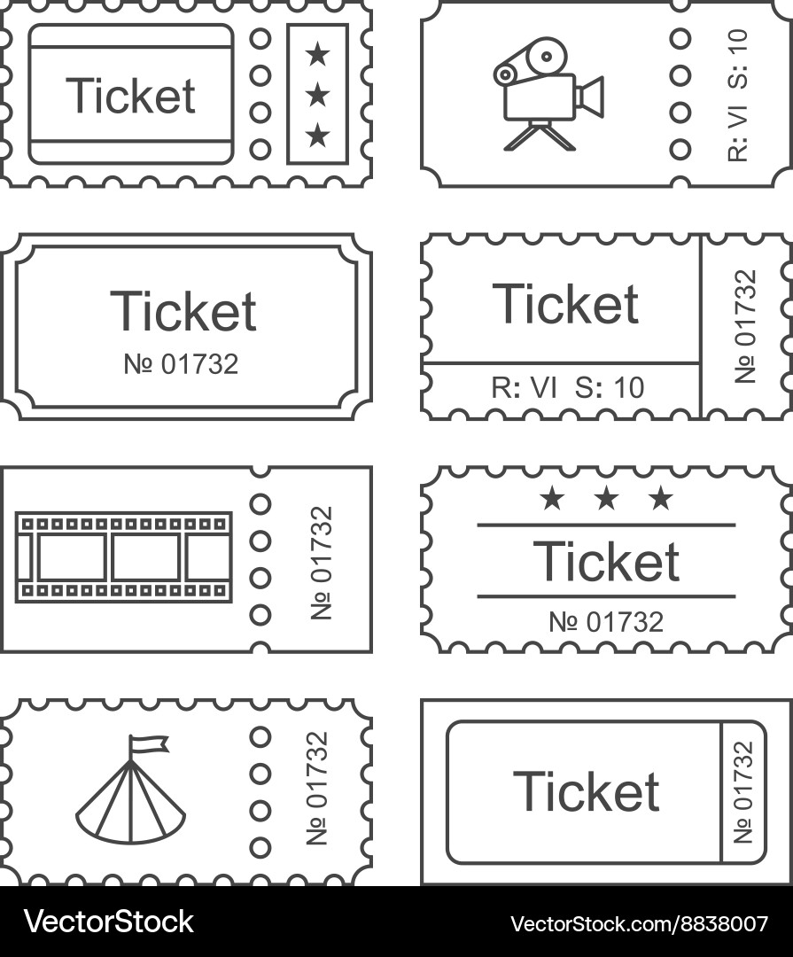 Retro Ticket Set Icon Vector Image