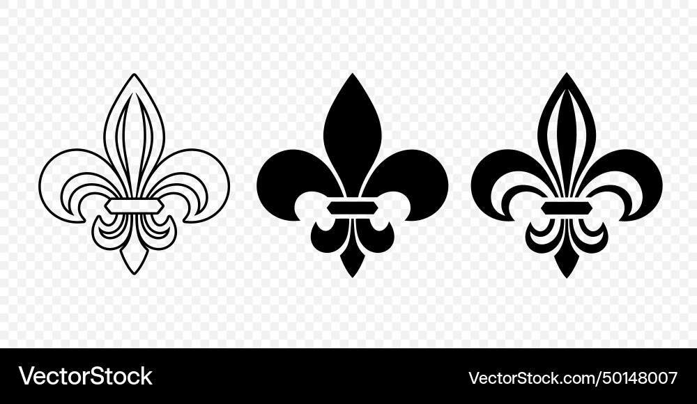 Vintage white and black fleur de lis icon vector image