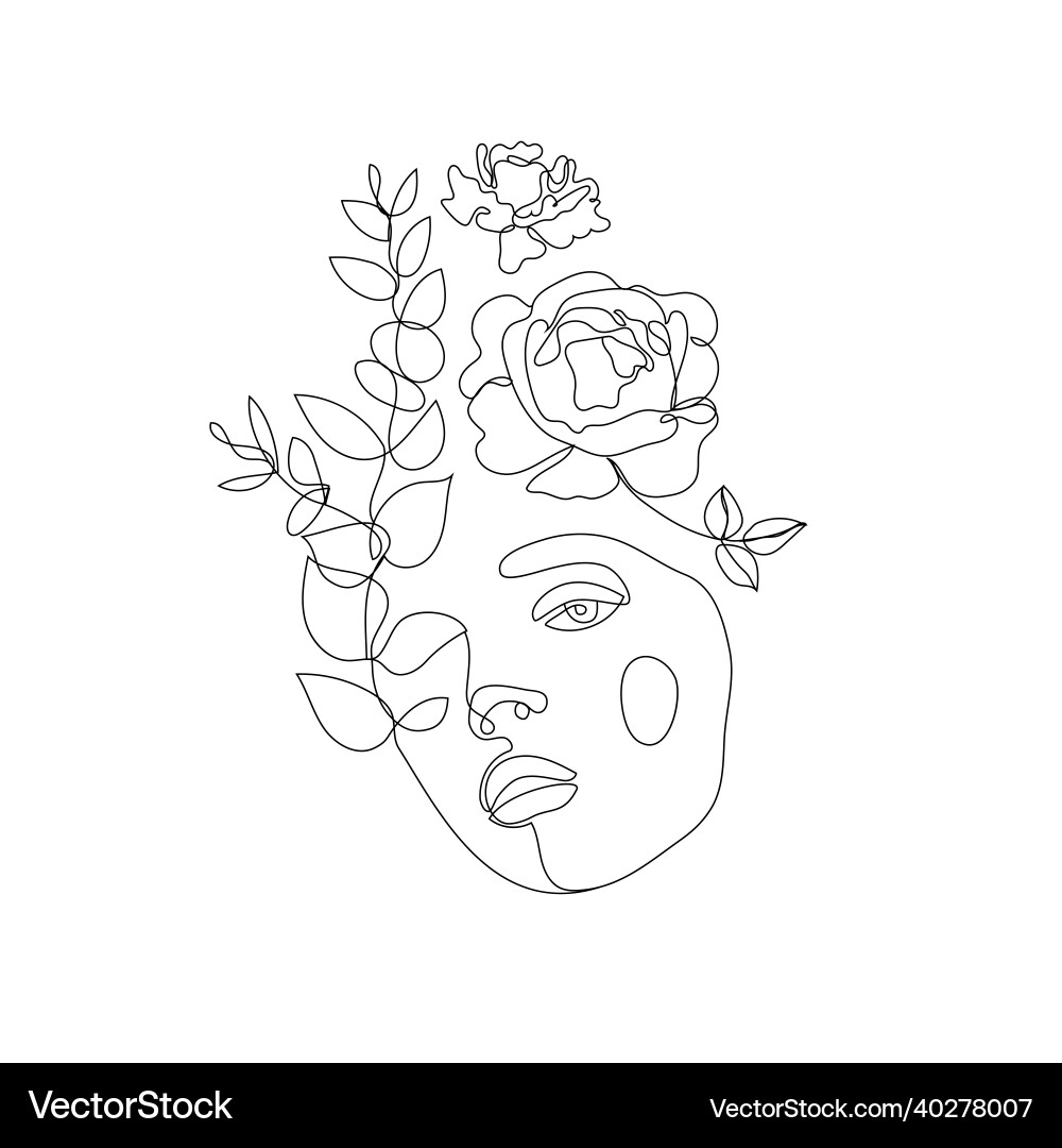 Woman face line art logo vector image