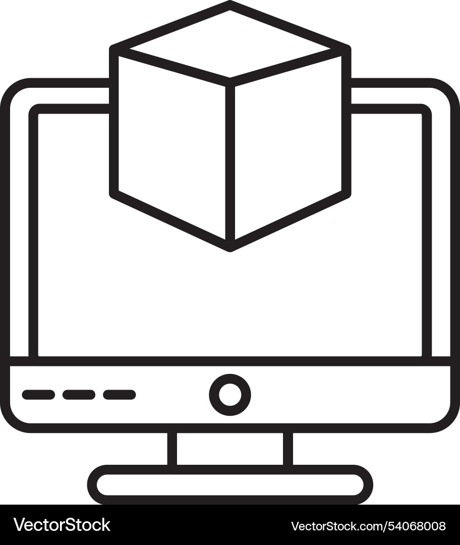 3d modeling line icon design Vector Image