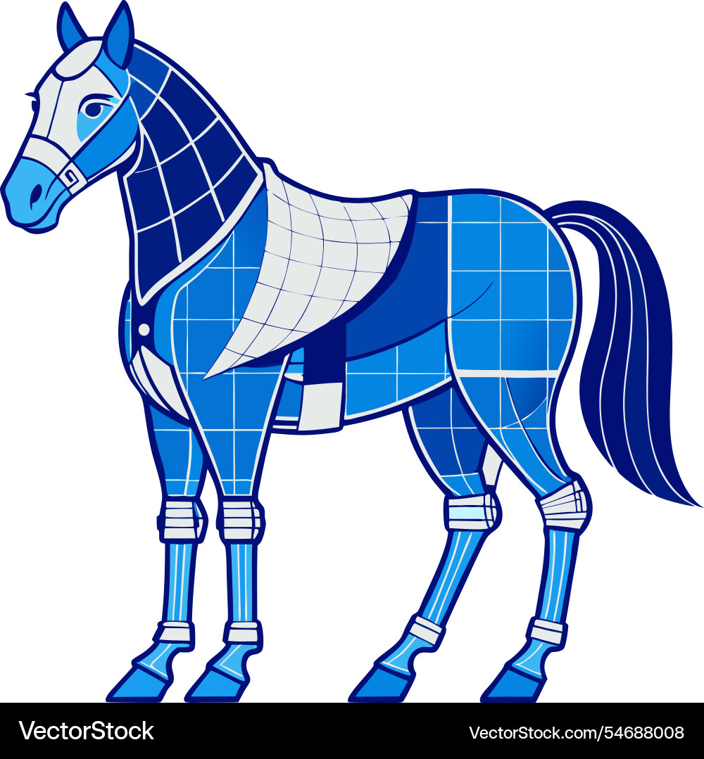 Blueprint-style horse with centered Vector Image