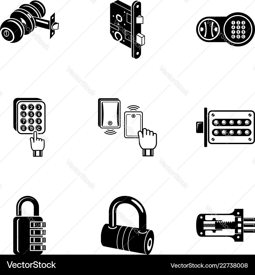 Cipher icons set simple style Cipher icons set simple style vector image