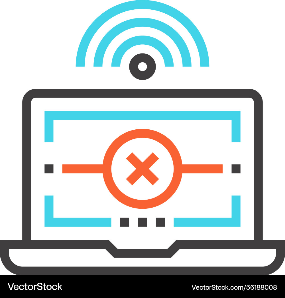 Connection error flat line web icon concept Connection error flat line web icon concept vector image