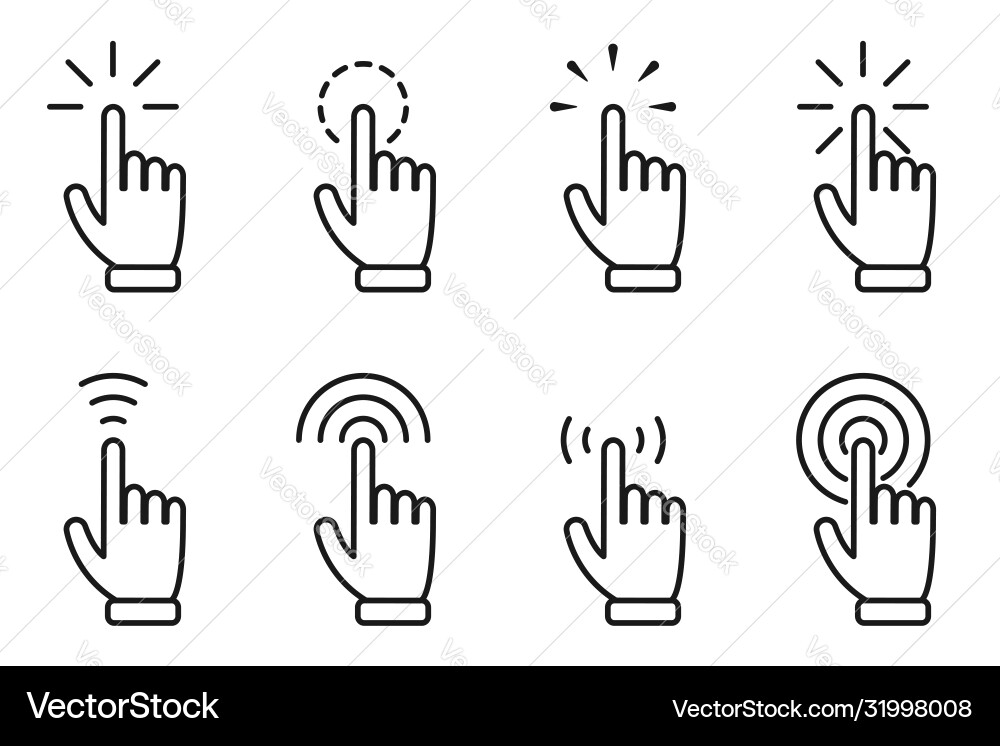Hand Click Icon Set - Website Cursor vector image