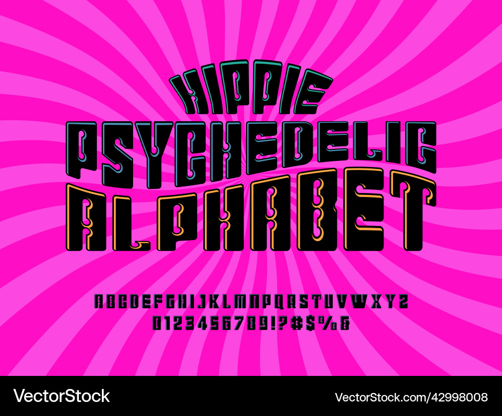 Hippie psychedelic font vector image