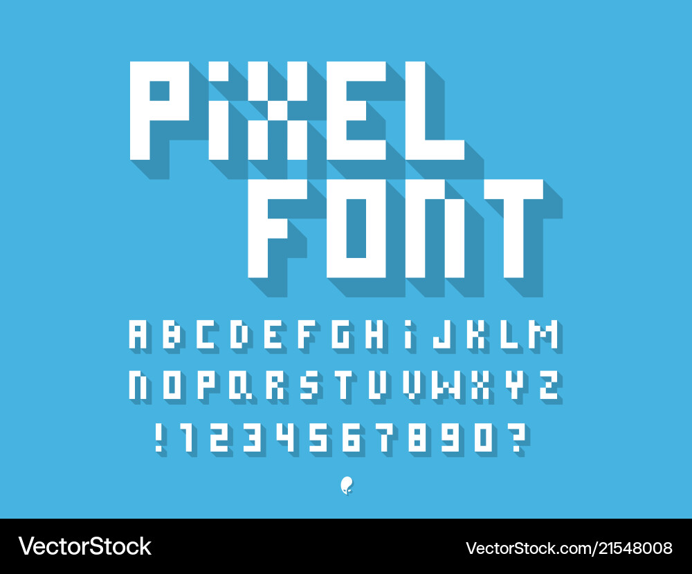 Pixel shadow font alphabet Vector Image