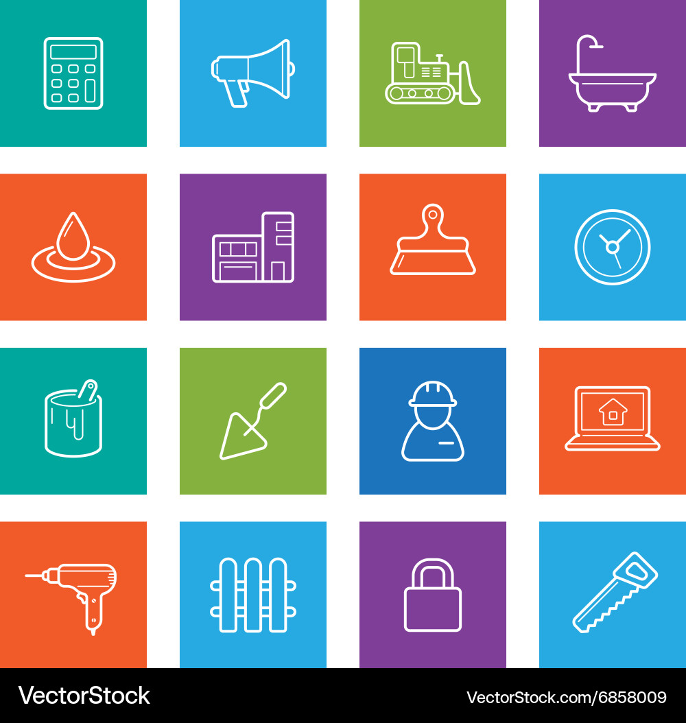 Bausatz Bau Icons zu Hause und Reparatur Vektorbild