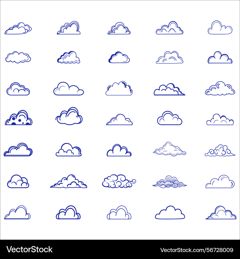 Clouds icons set of in different form Vector Image