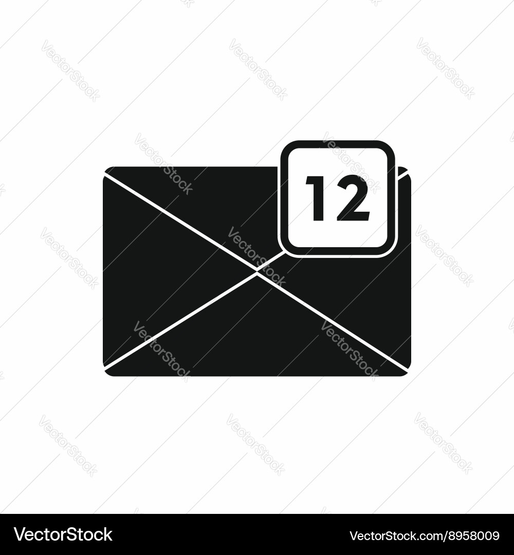 Envelope with 12 messages icon simple style vector image