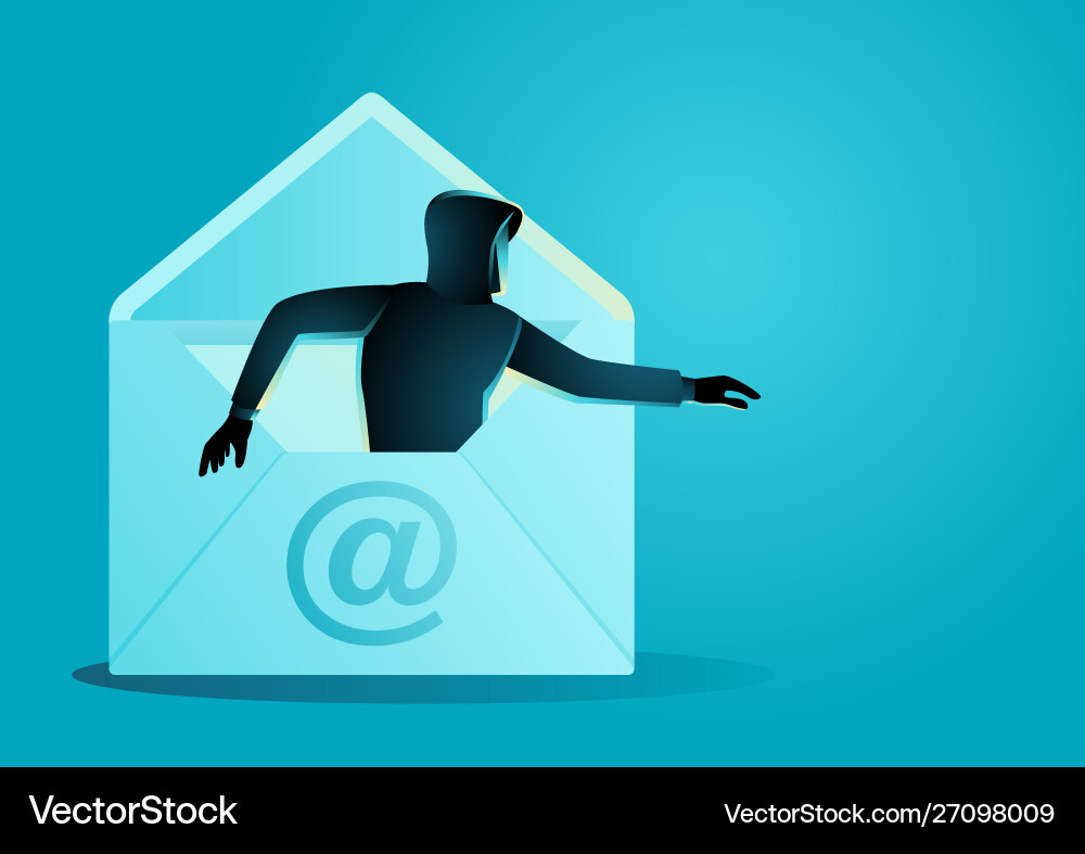 Hacker comes out from envelope Hacker comes out from envelope vector image
