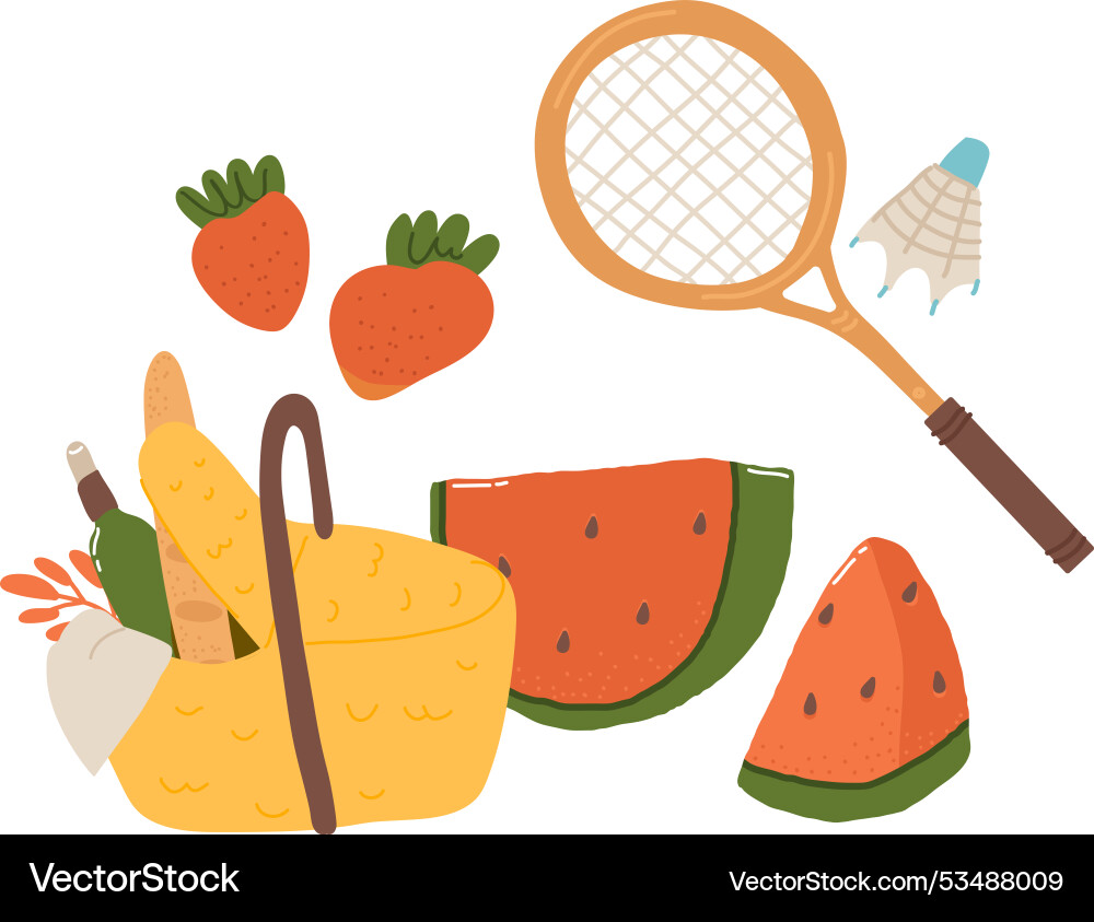 Handdrawn Summer Elements Set Royalty Free Vector Image