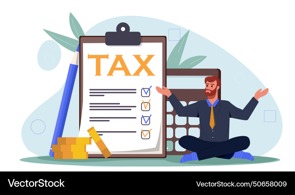 Man counting taxes fees Man counting taxes fees vector image