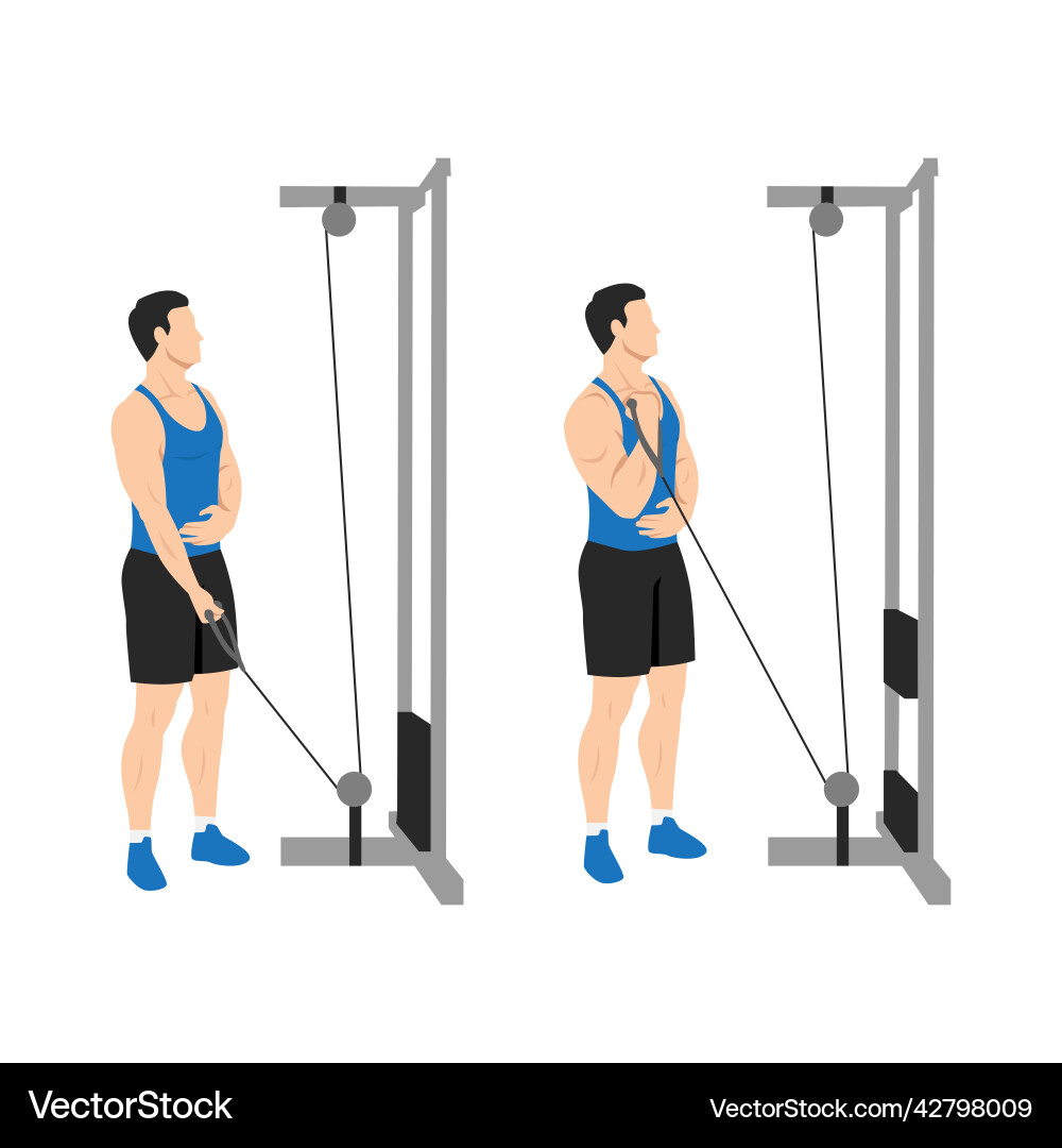 Man doing single arm low pulley cable flat Vector Image