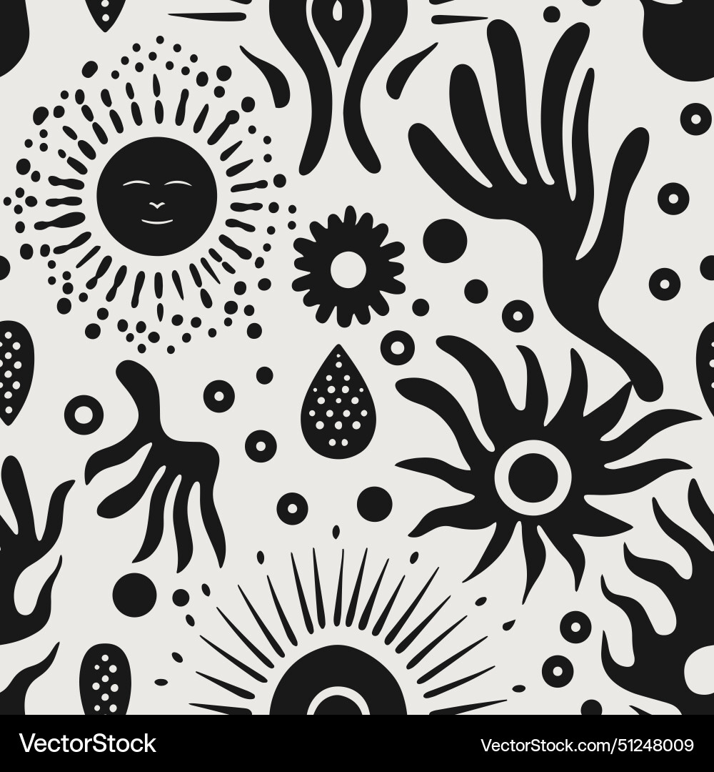 Seamless botanical black pattern vector image