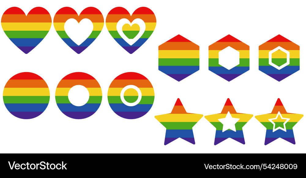 Set of simple shapes with color in pride style Vector Image