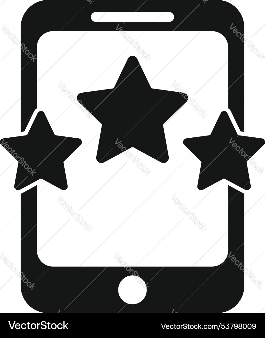Smartphone showing three stars rating review icon Smartphone showing three stars rating review icon vector image