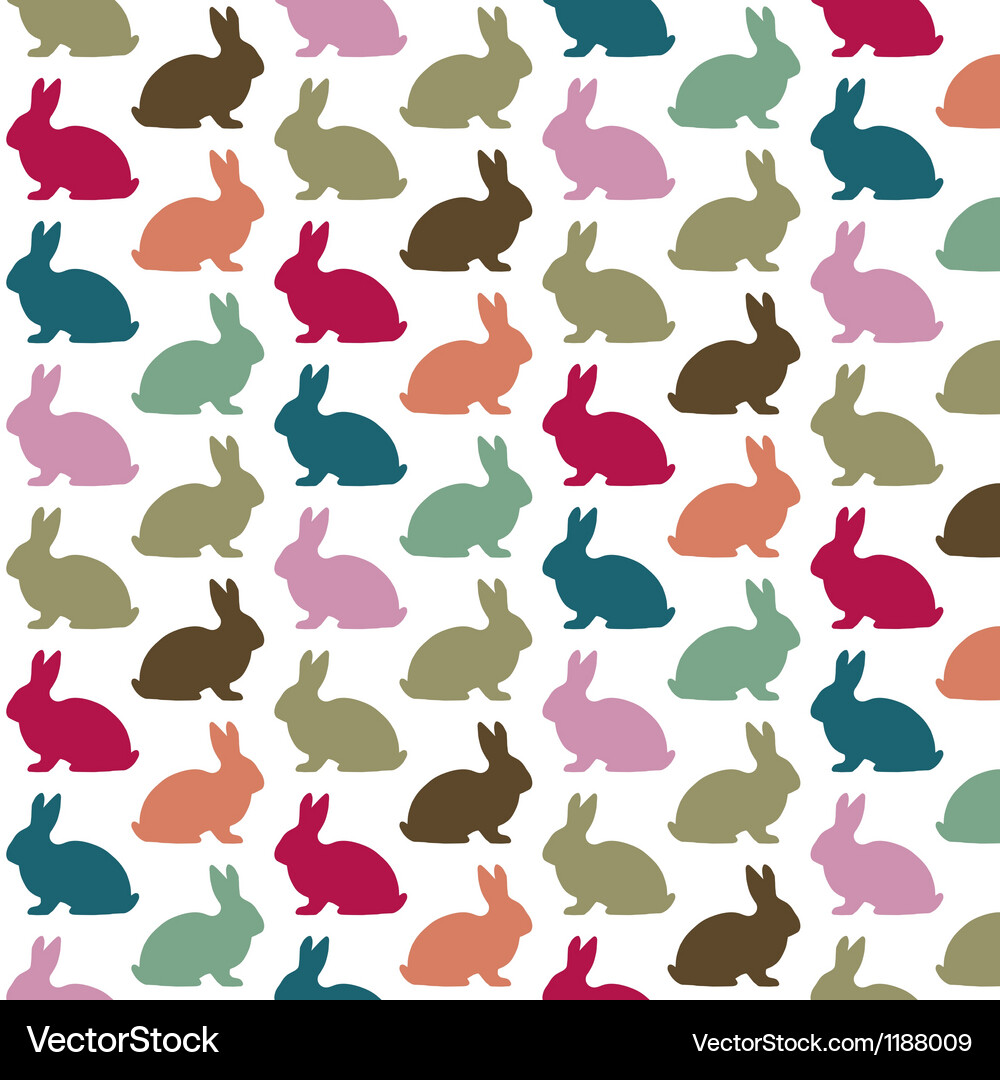Vibrant Rabbit Repeat Pattern Vector Image